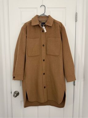 GAP Long Wool Blend Shacket Tan Brown Women’s Medium